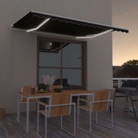 Tenda na ručno uvlačenje s LED svjetlima, 450 x 300 cm, antracitna