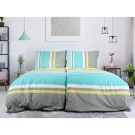 B.E.S. Posteljina Beautiful Spring 140x200 cm za krevet za jednu osobu od krepa siva/tirkizna