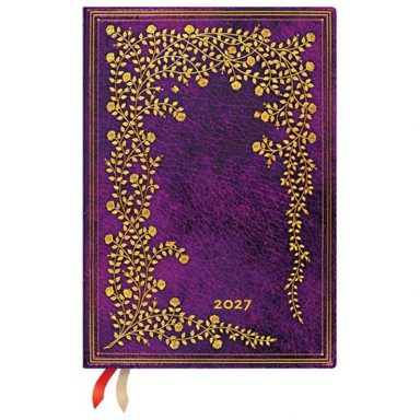 PAPERBLANKS planer tjedni 2027 New York Rose Midi, horizontalni, 12,5 x 18 cm, s gumicom
