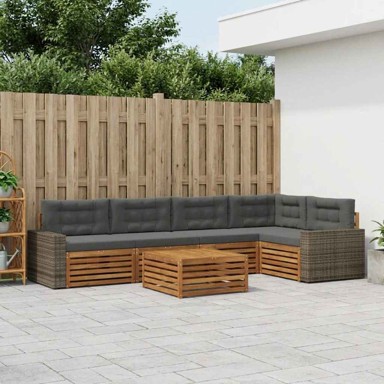 Set vanjskih sofa, 6-dijelni, 79 x 79 x 37 cm, prirodni i antracit