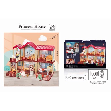 Kućica, princezina, set, svjetlo, na baterije, 198-dijelni
