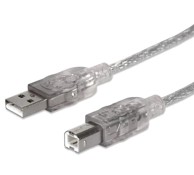 MANHATTAN Kabel USB 2.0, USB-A (M) na USB-B (M), 5.0m, prozirno-srebrni (za printer)