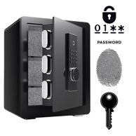 NIKCORP Biometrijski kućni sef, otisak prsta i šifra, dimenzije 45 x 38 x 30 cm, čelik, crna