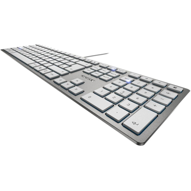 CHERRY Tipkovnica KC 6000 Slim, belgijski AZERTY, srebrno-bijela