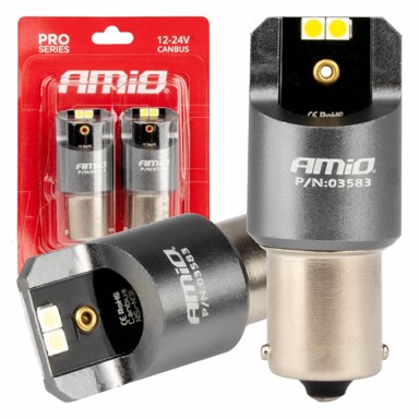 SLOMART LED žarulja za automobil AMIO P21W BA15S Canbus Pro, 4x3030 SMD, 12V/24V, bijela
