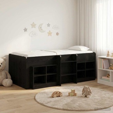 Loft krevet s ormarom i policom, 3 kom, konstruirano drvo, crna
