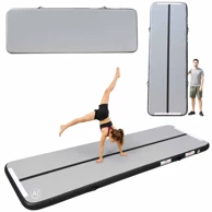 Gimnastička strunjača na napuhavanje, s pumpom, 400 × 100 × 10 cm, siva