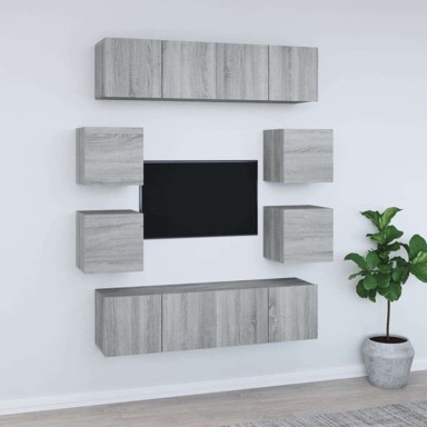 8-dijelni set TV ormarića, konstruirano drvo, sivi hrast sonoma, 8 kom, 60 cm