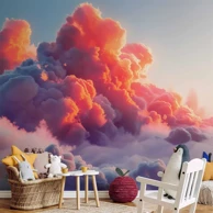 Foto tapeta Spektakl sumraka, oblaci u tonovima ružičaste i ljubičaste, 100x70 cm