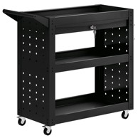 HOMESTAR Kolica za alat s 3 razine, ladicom i pločama za alat, 78 x 35 x 73 cm, crna