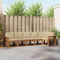 Set vanjskih sofa s jastukom, 6-dijelni, prirodni i bež