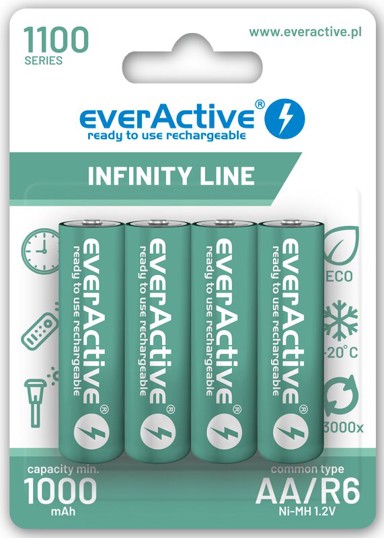 EVERACTIVE Punjive baterije Infinity Line Ni-MH R6 AA, 1100 mAh, 4 kom.