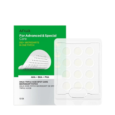 ANUA Triple Acid Spot Care Microdart Patch, flasteri protiv akni s kiselinama, 12 kom