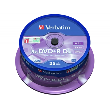 VERBATIM DVD+R DL 8,5 GB 8× Matt Silver 25/1 V043757