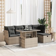 6-dijelni set vrtnih sofa od poliratana s jastucima sivi