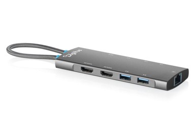 DIGITUS USB-C priključna stanica s 9 priključaka, 2x HDMI 4K 60 Hz, PD 100 W