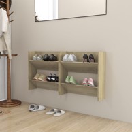 Zidni ormarići za cipele 2 kom 60x18x60 cm, drveni, boja hrasta