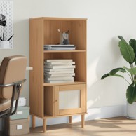 SENJA Regal za knjige 60 x 35 x 130 cm, izgled ratana, borovina, bijeli