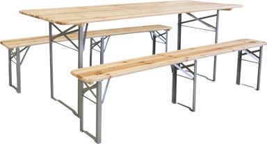 Drvena vrtna garnitura Pivska + 2 klupe Bira 200*80 cm