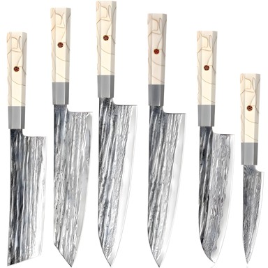 Set damaščanskih kuhinjskih noževa MA-39192, 6 kom, bijeli