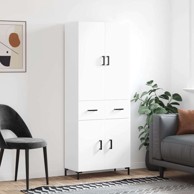 Visoka komoda bijela 69 5x34x180 cm konstruirano drvo , vrata 2 ladice