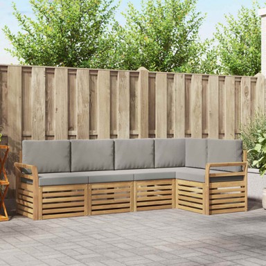 Set vanjskih sofa, 5 kom, bijela i svjetlosiva
