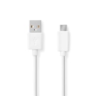 NEDIS USB kabel USB 2 0 USB A muški USB C muški 60 W 480 Mbps niklani 1 00 m okrugli PVC bijeli kutija