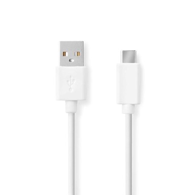 NEDIS USB kabel USB 2 0 USB A muški USB C muški 60 W 480 Mbps niklani 1 00 m okrugli PVC bijeli kutija
