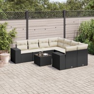 9-dijelni set vrtnih sofa s jastucima crni od poliratana