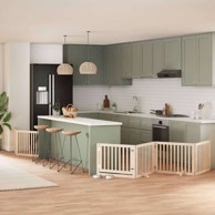 Vrata za pse s vratašcima 8 panela sklopiva 640 cm drvo topole 80 x 60 x 2 cm, prirodna