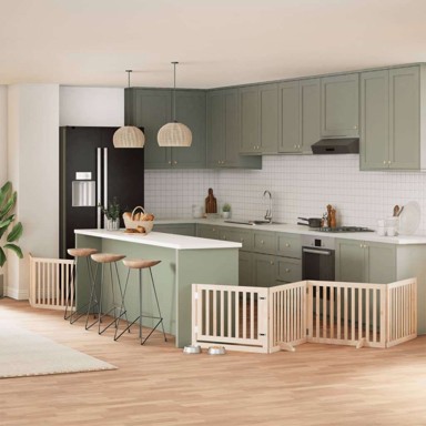 Vrata za pse s vratašcima 8 panela sklopiva 640 cm drvo topole 80 x 60 x 2 cm, prirodna