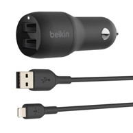 BELKIN Auto punjač USB-A 24W CCD001bt1MBK, 1m Lightning kabel