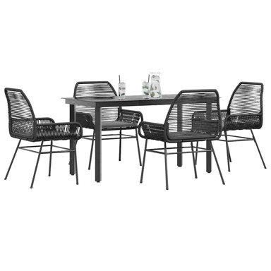Vrtna garnitura, 5-dijelni set s jastucima, 140 x 70 x 74 cm, crna
