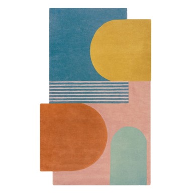 FLAIR RUGS Tepih vuneni Lozenge Bright Multi ručno rađen 200x290 cm, plavi