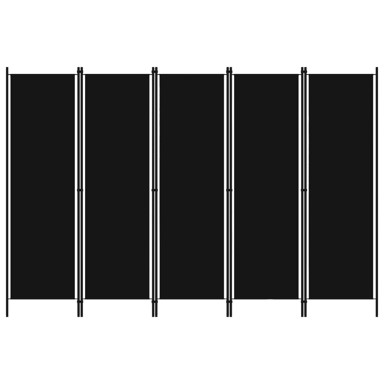 Sobna pregrada s 5 panela crna 250 x 180 cm