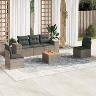 6-dijelni set vrtnih sofa od poliratana s jastucima sivi