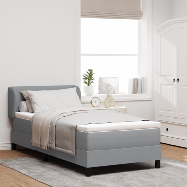 Box Spring krevet s madracem, svjetlosivi, 90x200 cm