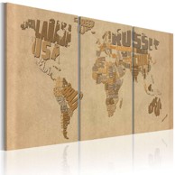 Slika The world map in beige and brown 120x60