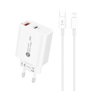 HURTEL Zidni punjač 20 W s USB-C kabelom 1 m, bijeli