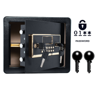 NIKCORP Oklopljeni kućni sef, elektronička brava i ključ, dimenzije 30 x 36 x 30 cm, čelik, alarm, crna