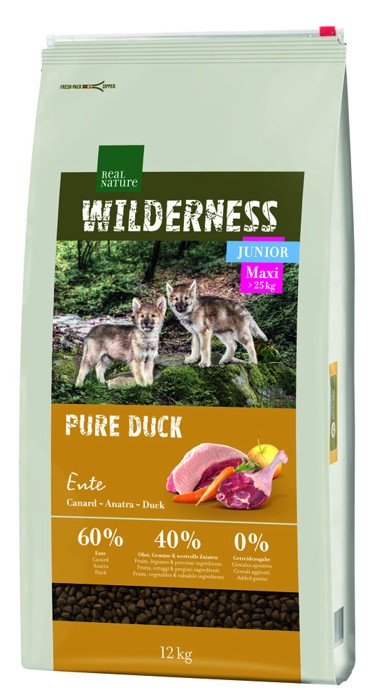 REAL NATURE Suha hrana za pse Wilderness Junior Maxi pačetina, 12 kg