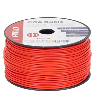 AMIO Jednožilni CCA kabel, 1x0,75 mm², 100 m, 3,75 A, 12/230 V, model 04450