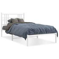 Metalni okvir kreveta 100 x 200 cm s uzglavljem, bijeli