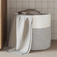 Košara za pohranu sivo-bijela Ø 40 x 35 cm pamučna