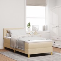 Box Spring krevet s madracem 90x190 cm tkanina, krem