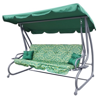Vrtna ljuljačka, sa sklopivim sjedalom i podesivom nadstrešnicom 2u1, pattern, zelena