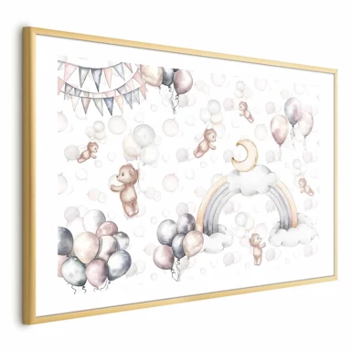 Plakat Medvjedi na nebu, 60x40 cm, zlatni okvir s margom