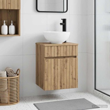 Zidni umivaonik s policom, artisan hrast, 39 x 41 x 64,5 cm