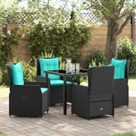 Vrtni set za objed 5 kom, poli-ratan, 80 x 80 x 73 cm, crni