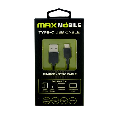 MAXMOBILE telefon data kabel usb 2.0 type c 1m crni